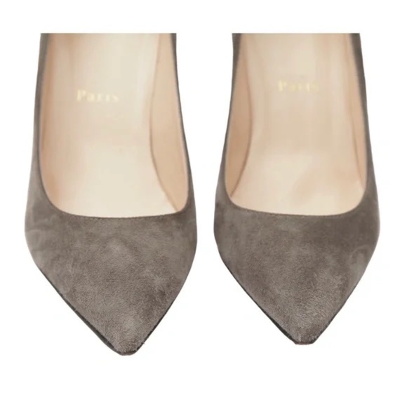 CHRISTIAN LOUBOUTIN Grey Suede Leather PIGALLE 85mm Pumps Heels Shoes Sz 38 - Picture 6 of 10